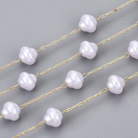 Cadenas de perlas de imitación de plástico abs hechas a mano, para collares pulseras decisiones, con cadenas de clip de latón, larga duración plateado, soldada