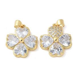 Латунные микро проложить кубического циркония подвески, клевер, стойки покрытие, долговечный, без свинца и без кадмия