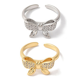 Открытые манжеты из латуни с бантом и микро-паве с прозрачным цирконием для женщин