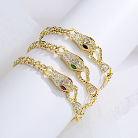 18K Gold Plated Snake Bracelet with Zirconia Stones for Women - Luxurious and Elegant Jewelry