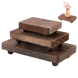 3Pcs 3 Sizes Wood Display Risers, Rectangle