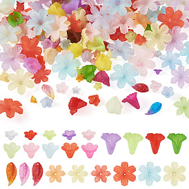 230 шт 6 стили прозрачные акриловые бусины, цветок и листья