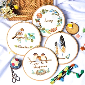 Embroidery Kits, Including Embroidery Cloth & Thread, Needle, Instruction Sheet