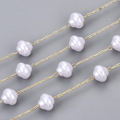Cadenas de perlas de imitación de plástico abs hechas a mano, para collares pulseras decisiones, con cadenas de clip de latón, larga duración plateado, soldada