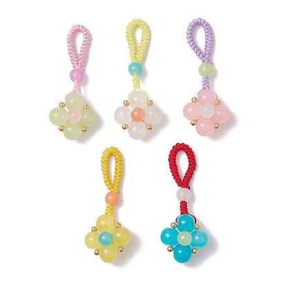 Украшения из искусственного нефрита, плетеные из стекла, с имитацией клевера, окрашенные в технике выпечки, подвесные украшения из нейлоновой нити