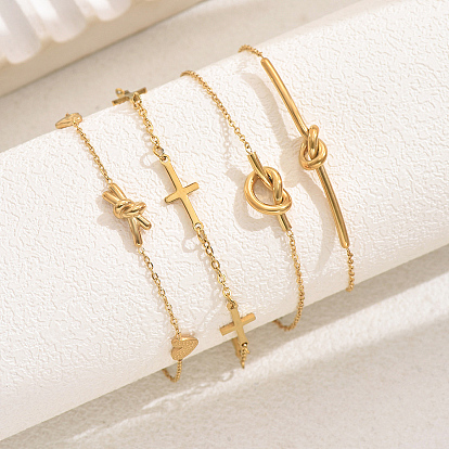 Элегантные 201 браслеты из нержавеющей стали, с кабельной цепочкой для женщин, повседневная повседневная одежда для вечеринок, узел/крест