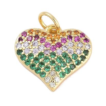 Стойки обшивки латунные подвески, сердце прелести, с кубического циркония, долговечный, без свинца и без кадмия, с целью перехода в кольце