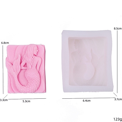 Rectangle with Mermaid DIY Food Grade Silicone Molds, for Scented Candle Making