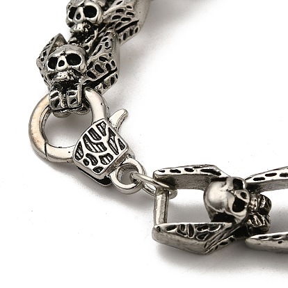 Tibetan Style Alloy Skull Link Chain Bracelet for Men