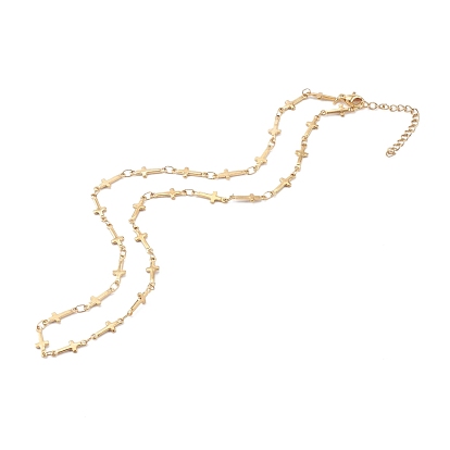 304 Stainless Steel Cross Link Chain Necklaces, with Lobster Claw Clasps