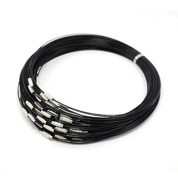 201 Stainless Steel Wire Necklace Cord, Nice for DIY Jewelry Making, with Brass Screw Clasp