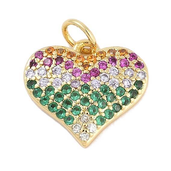 Стойки обшивки латунные подвески, сердце прелести, с кубического циркония, долговечный, без свинца и без кадмия, с целью перехода в кольце