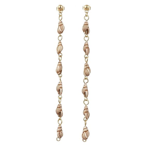 Акриловые серьги-гвоздики в форме ракушки, длинные серьги-капли из сплава