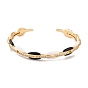 Brass Micro Pave Clear Cubic Zirconia & Resin Open Cuff Bangles for Women