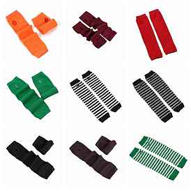 Gants sans doigts à tricoter en fil de fibre acrylique, gants chauds d'hiver à rayures/aucun motif avec trou pour le pouce