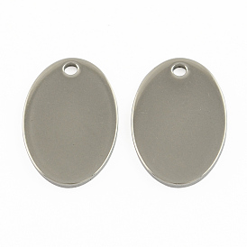 304 Stainless Steel Stamping Blank Tag Pendants, Oval Charms, 17.5x11.5x1mm, Hole: 2mm