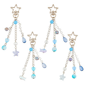 4шт. стеклянные и акриловые подвесные украшения, с поворотными застежками-карабами из сплава