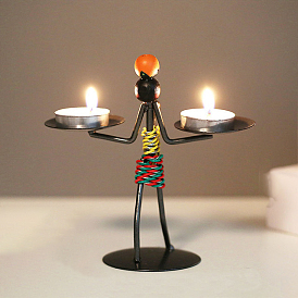 Iron Metal Candlestick Abstract Character Sculpture Candle Holder, for Home Decoration