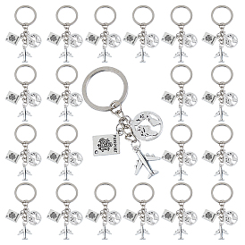 24 брелок из сплава, с железными кольцами