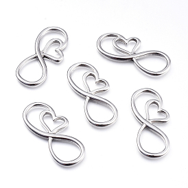 304 Stainless Steel Links Connectors, Infinity with Heart