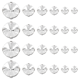 90 шт 6 стиль плоские круглые пришивные стразы, многожильных ссылки, стекло горный хрусталь, с настройками латуни, аксессуары для одежды, граненые, платина