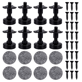 8Pcs Adjustable Carbon Steel Furniture Legs, with Nylon Sticker, Flat Round