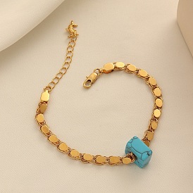 Браслеты-цепочки с овальными звеньями из сплава синтетической бирюзы и смолы для женщин