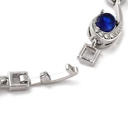 Platinum Alloy Teardrop Link Chain Bracelets, with Rhinestone