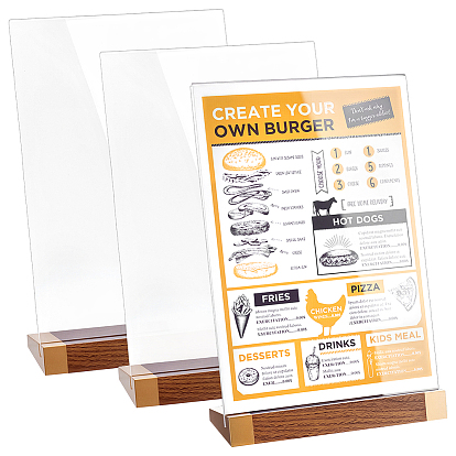 Прямоугольный акриловый настольный держатель карт, настольная подставка с деревянным основанием