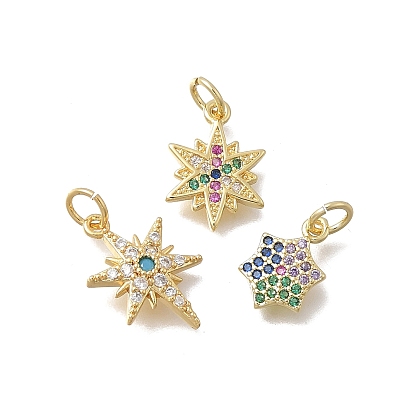 Подвески-снежинки из латунных микрофибрилл с кубическим цирконием, без кадмия и без свинца, стойки покрытие, долговечный, реальный 18 k позолоченный