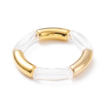 Acrylic & Plastic Curved Tube Chunky Stretch Bracelet for Women