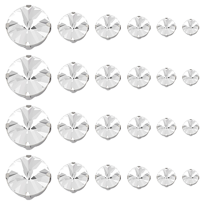 90 шт 6 стиль плоские круглые пришивные стразы, многожильных ссылки, стекло горный хрусталь, с настройками латуни, аксессуары для одежды, граненые, платина