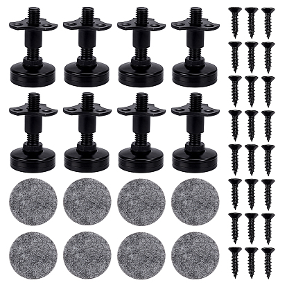 8Pcs Adjustable Carbon Steel Furniture Legs, with Nylon Sticker, Flat Round