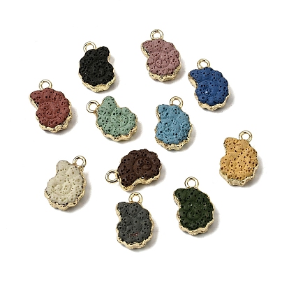 Подвески из окрашенного синтетического лавового камня, Подвески в форме раковины с латунной окантовкой, золотые