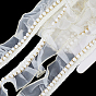 5 Yards Polyester Lace Ribbons, with ABS Plastic Imitation Pearl Beads