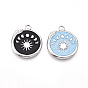 304 подвески из нержавеющей стали, с эмалью, плоский круглый с подвесками в виде змеи, фаз Луны и солнца, ионное покрытие (ip)