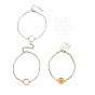 12Pcs 3 Color Blank Dome Flat Round Glass Link Bracelets Set, 304 Stainless Steel Cable Chains Stackable Bracelets for Women