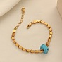Браслеты-цепочки с овальными звеньями из сплава синтетической бирюзы и смолы для женщин