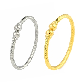 Round Brass Open Cuff Bangles, Twisted Torque Bangles for Women