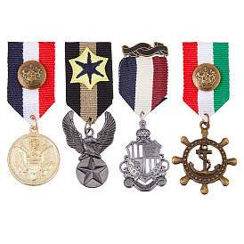 4 шт. 4 стили булавка-подвеска из цинкового сплава, медаль из полиэстера для мужчин, разнообразные