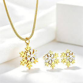 304 boucles d'oreilles en acier inoxydable pour femmes, flocon de neige