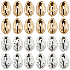 80шт. 2 цвета гальванически покрытые бусины из натуральных раковин каури, формы раковины