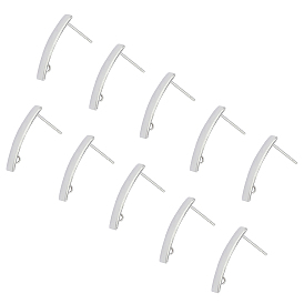 304 Stainless Steel Stud Earring Findings, with Loop, Rectangle