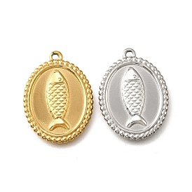 304 подвески из нержавеющей стали, ионное покрытие (ip), овал с подвеской в виде рыбы