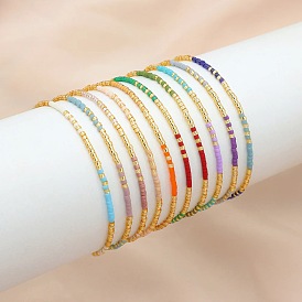 Богемные браслеты из цветного стеклянного бисера, эластичные, для женщин, элегантные повседневные украшения, подарок.
