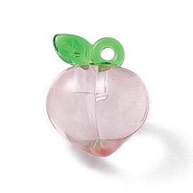 Transparent Resin Pendants, 3D Peach Charms