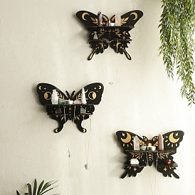 Butterfly Wooden Shelf for Crystal Ball, Witchcraft Floating Wall Shelf, for Home Room Wall Decor