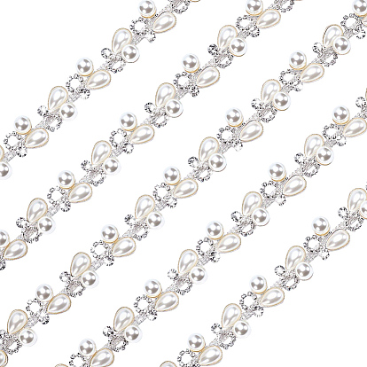 1 цепочки из железа в форме капли со стразами, с имитацией жемчуга, для пошива свадебного украшения