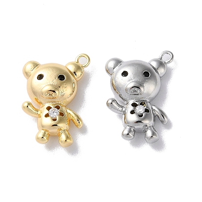 Glass Charms, with Brass Findings, Bear Charm