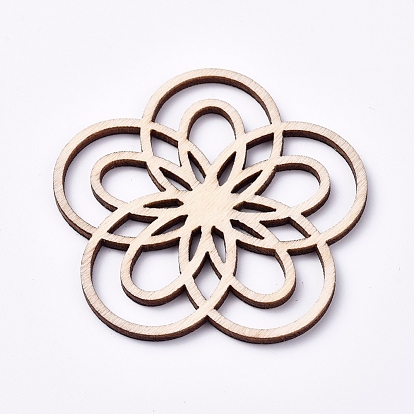Cabochons de bois, formes en bois découpées au laser, fleur